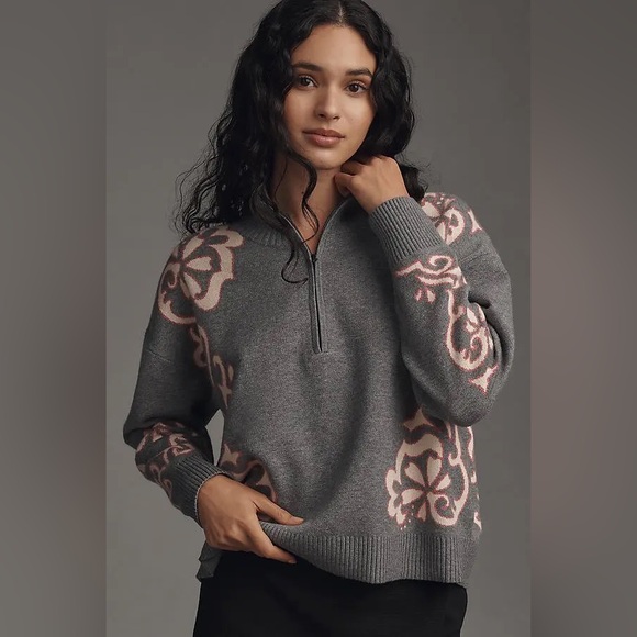 New Anthropologie The Montana Mock-Neck Half-Zip Sweater by Maeve Size S - Picture 4 of 8